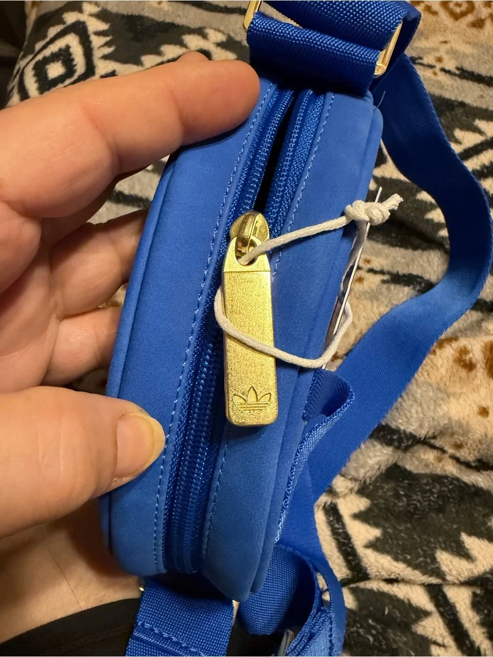 adidas NWT Royal Blue Round Crossbody Messenger Bag with Black Stripe